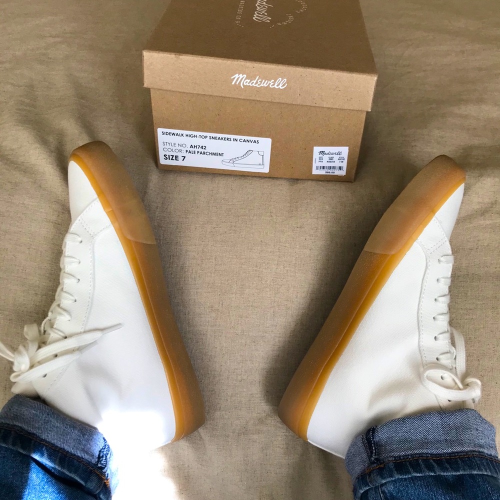 Madewell White HiTop Canvas Sneakers